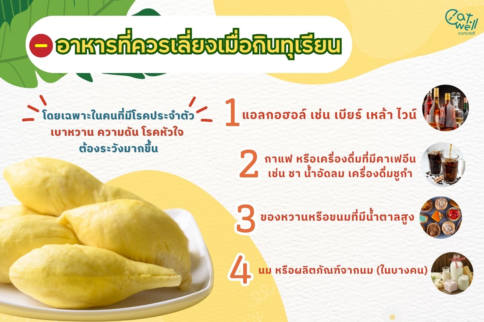 อาหารที่ควรหลีกเลี่ยงเมื่อกินทุเรียน-EWC